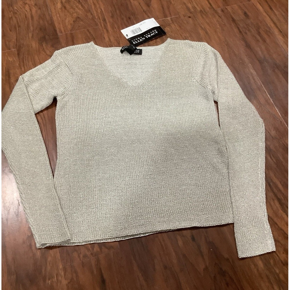 NWOT  Linda Allard Ellen Tracy Blouse Color Taupe Retail $255.00 Size L
